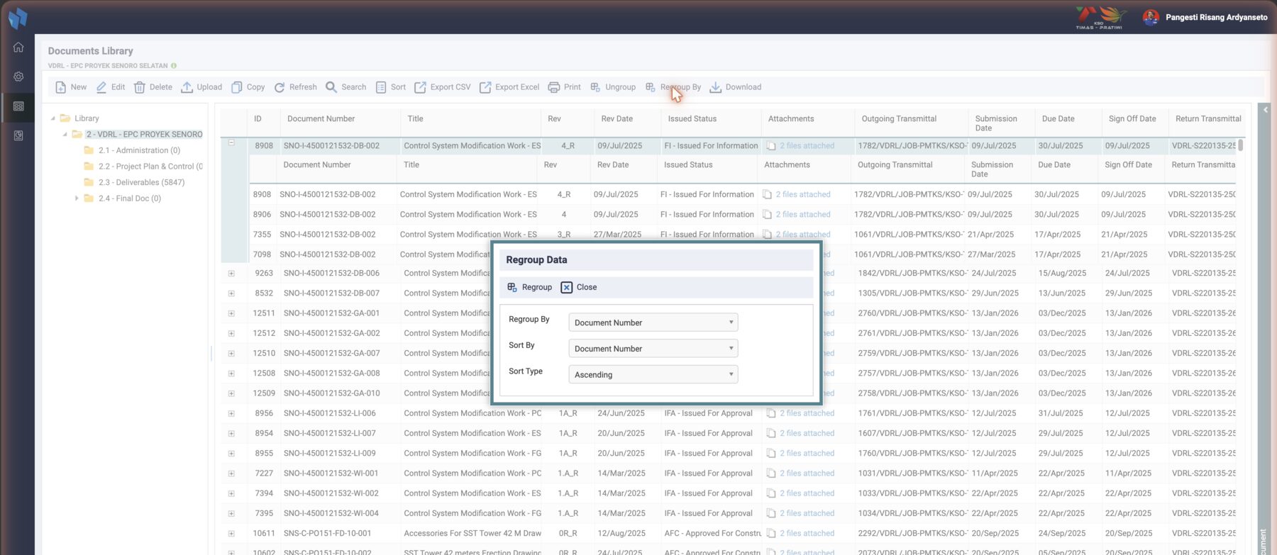 Regroup Data: the grouping column, the sort column and the order