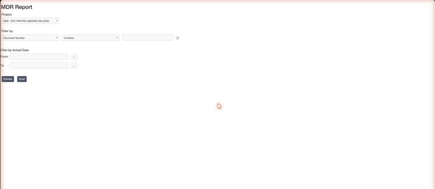 MDR Report, the filter form